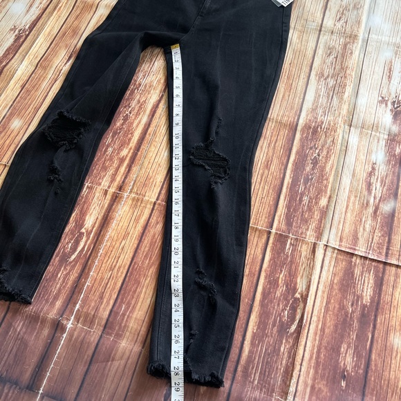 Tinsel Women High Waist Distressed Skinny Ankle Crop Denim Black Mom Jeans Sz 9 - Picture 6 of 11